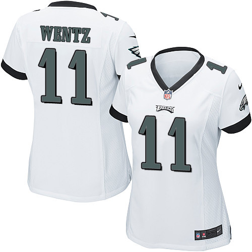 Women's Elite Carson Wentz Nike Jersey White Road - #11 NFL Philadelphia Eagles